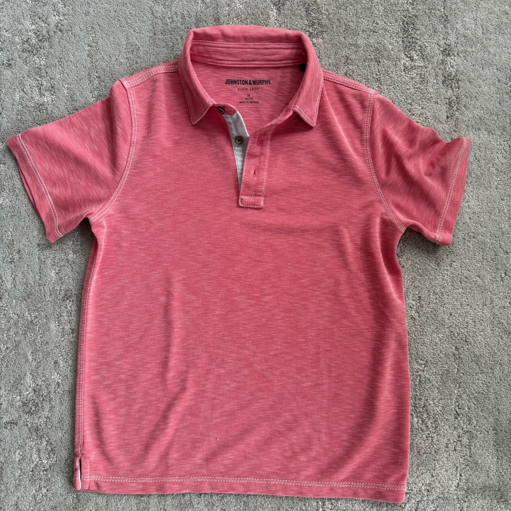 Johnston & Murphy Kids Polo in Soft Red